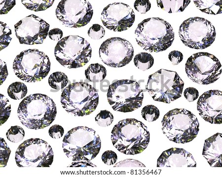Set of round diamond  on white  background. Gemstone