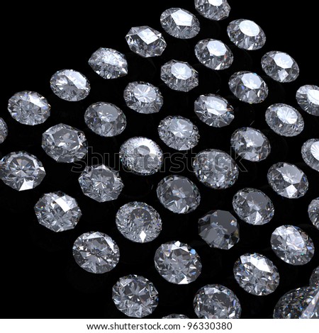 Collection of  diamond.  Background with round  gemstone