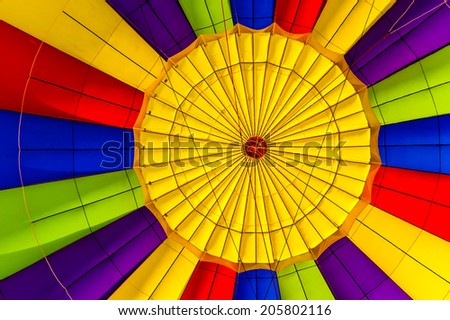 Vivid colors of a hot air balloon. Abstract and resemble a color wheel.