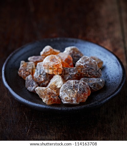 Rock candy sugar on a plate