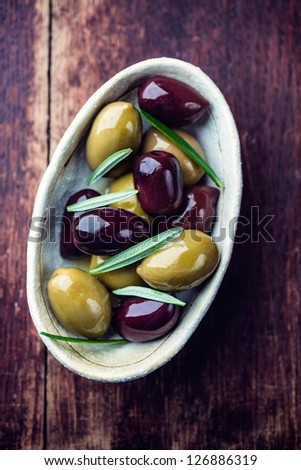 Marinated olives with rosemary