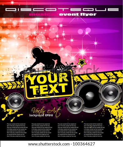 Poster Background for music international disco event with rainbow colours, abstract design elements and a lot of stars!