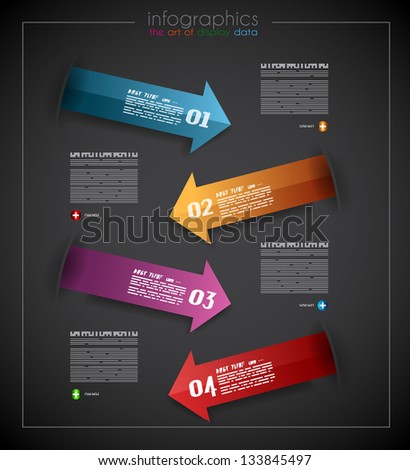 Infographic design template with paper tags. Idea to display information, ranking and statistics with orginal and modern style.
