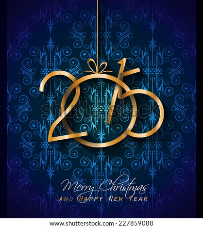 2015 Christmas Greeting Card for happy Holidays and new year flyers.