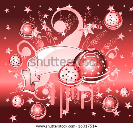 Fantasy Christmas Ribbon, ball and star background