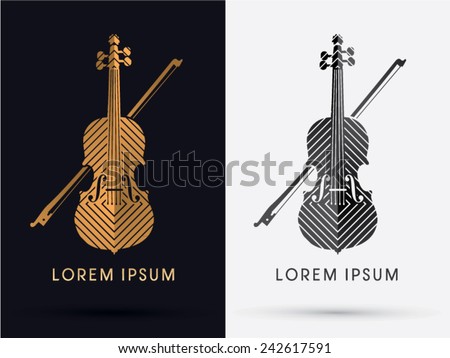 Violin ,Gold luxury, icon, symbol, logo, Vector.