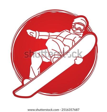 Snowboarder Action Snowboard Player Extreme Sport Cartoon Graphic Vector