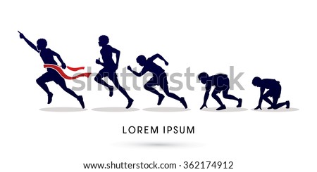 Running step, Never Give up graphic vector.
