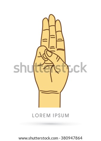 Tree fingers, hand language, Scout honor hand gesture graphic vector.