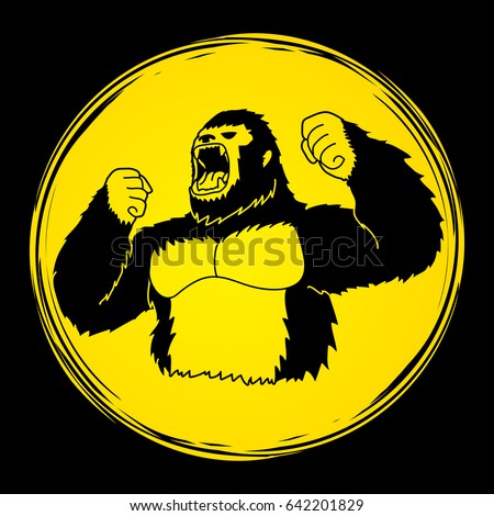 Gorilla designed on moonlight background graphic vector