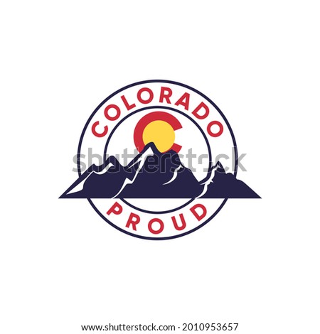 Colorado Day celebrates symbol logo design, mount Elbert sign, illustration rocky mountains the United States.