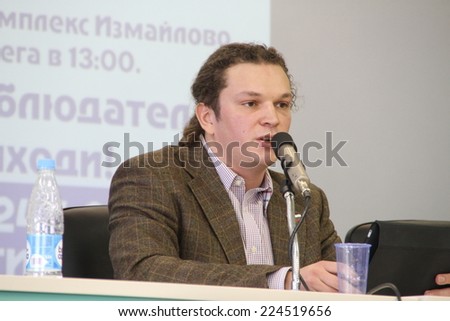 Moscow, Russia - February 11, 2012. politician Michael Velmakin. Conference on the set of observers to the elections. Hotel Izmailovo