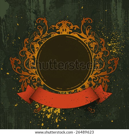 Grunge background with floral pattern and banner. Vector version also available: Image ID 23767498.