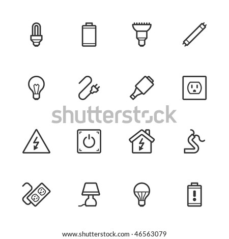 Electricity icons. Strokes have not been expanded.