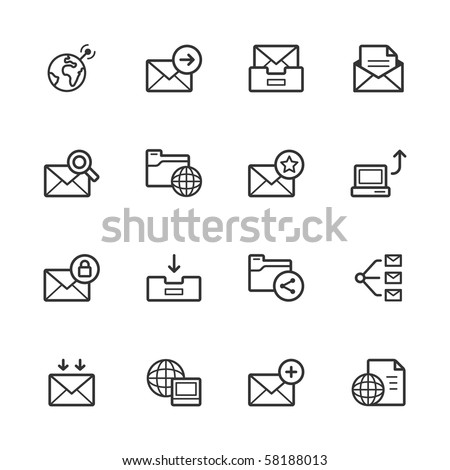 Network and communication icons, set 2/2. Strokes have not been expanded to maintain maximum editability.