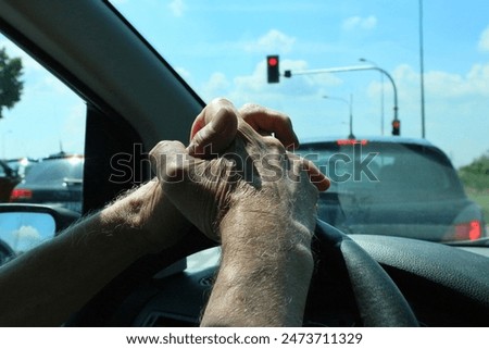 Similar – Image, Stock Photo a traffic light man and the lights of the big city