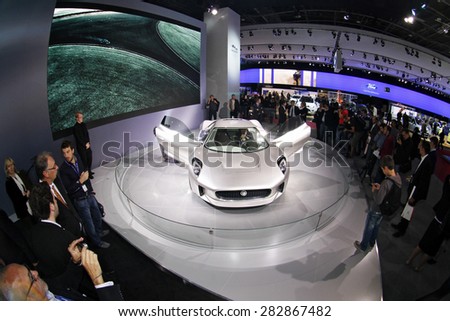 Paris, France - September 30: Jaguar presents hybrid super car C-X75 designed by Ian Callum  on September 30, 2010 in Paris.