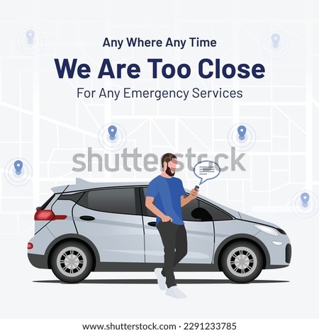 Car service related flat illustration. Perfect post design for car servicing, online booking, searching shop address, parking locations, delivery services. And also suitable for web design  marketing