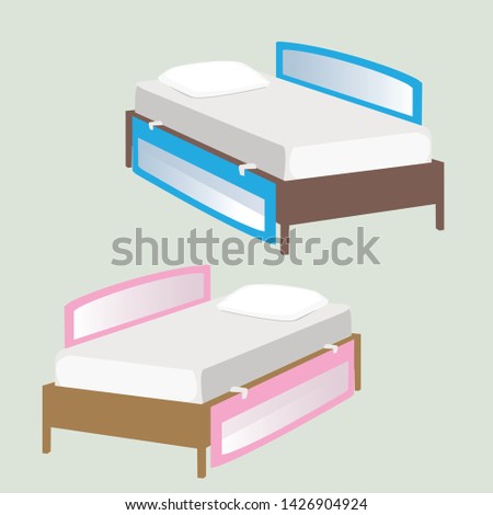 Twin beds with bed adjustable bed guards.