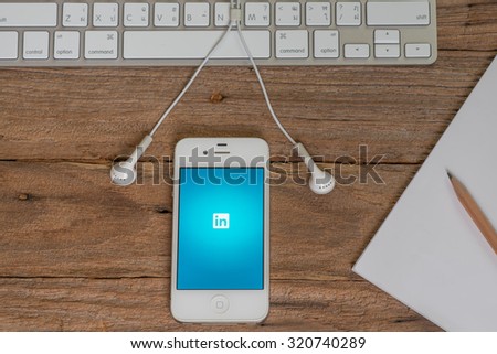 CHIANGMAI, THAILAND -September 26, 2015: Linkedin app. Linkedin is a social networking website for people in professional occupations.