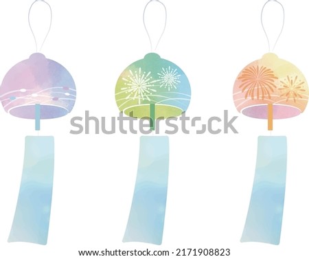 Wind chimes on a white background