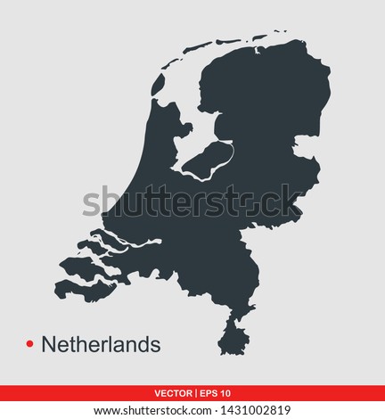 Netherlands map flat icon, vector illustration on gray background