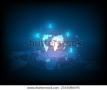 Currency exchange technology Blue abstract speed network