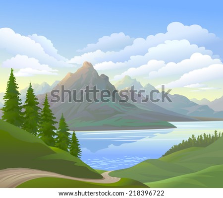VECTOR LANDSCAPE AND RIVER
