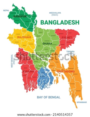 Bangladesh Map With All Divisions and Districts