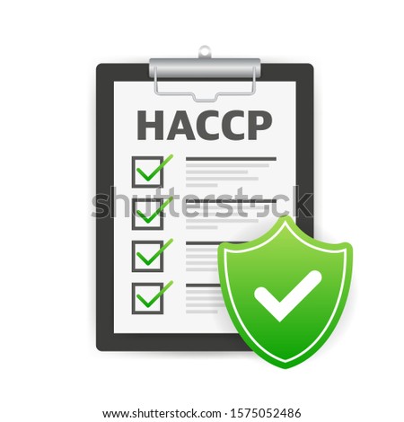 HACCP. Hazard Analysis Critical Control Points icon with award or checkmark