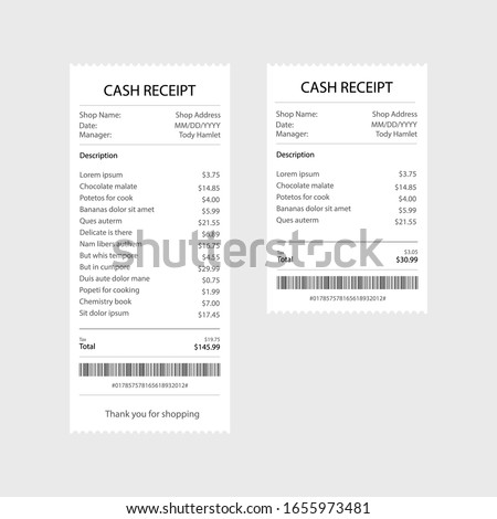 Receipt icon in a flat style isolated. Invoice sign. Vector illustration.