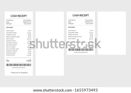 Receipt icon in a flat style isolated on a colored background. Invoice sign.