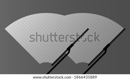 Car windscreen wiper glass, two wiper cleans the windshield on gray background. Flat design. Vector illustration.