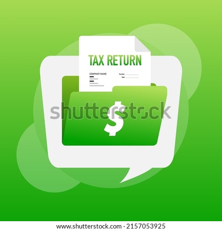 Flat icon. Tax return, great design for any purposes. File management. Business icon