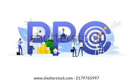 Ppc people for marketing design. Isometric vector illustration. Social media marketing