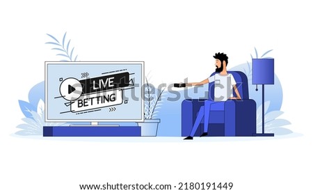 Man sits on the couch, they switch the channel on the TV - Live betting