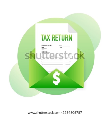 Flat icon. Tax return, great design for any purposes. File management. Business icon