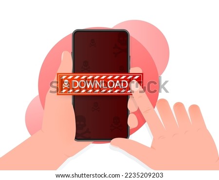 Template for report design. Flat icon with red download virus