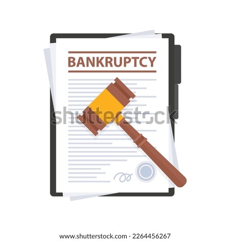 Bankruptcy legal law document. Financial crisis. Vector stock illustration.