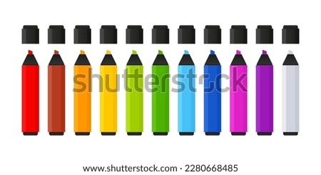Colorful marker pens set. Highlighter pencil for school or kids