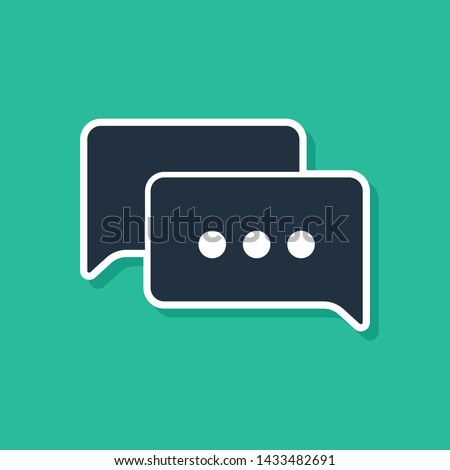 Blue1 Speech bubble chat icon isolated on green background. Message icon. Communication or comment chat symbol.  Vector Illustration