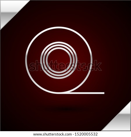 Silver line Scotch icon isolated on dark red background. Roll of adhesive tape for work and repair. Sticky packing tape. Office tool and stuff.  Vector Illustration