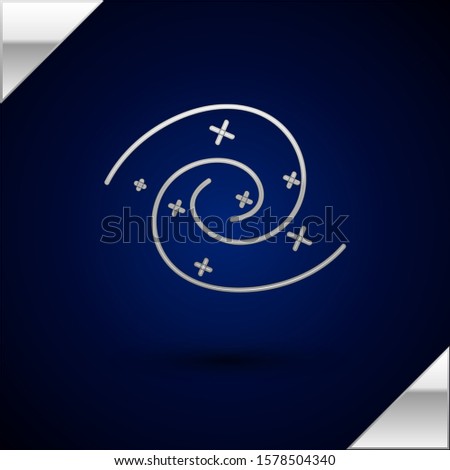 Silver Black hole icon isolated on dark blue background. Space hole. Collapsar.  Vector Illustration