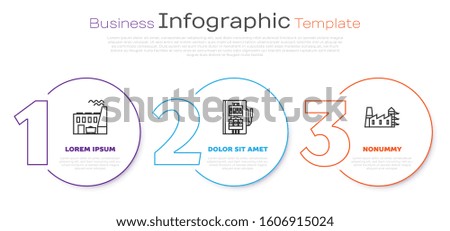 Set line Coal power plant and factory, Electrical panel and Power station plant and factory. Business infographic template. Vector