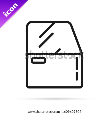 Black line Car door icon isolated on white background.  Vector Illustration