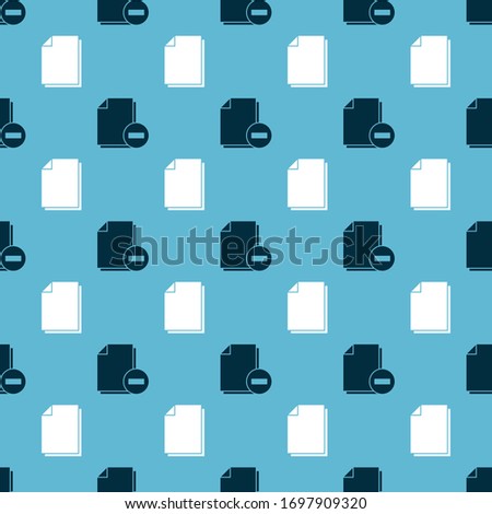 Set Document with minus and Document on seamless pattern. Vector