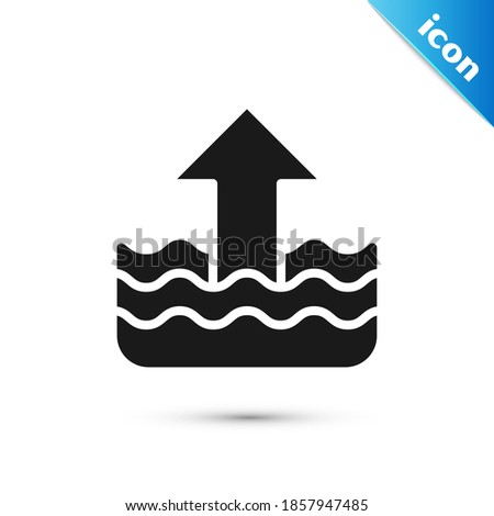Grey Rise in water level icon isolated on white background.  Vector