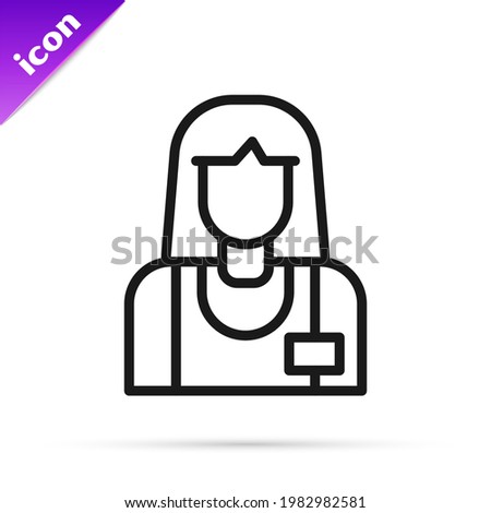 Black line Seller icon isolated on white background.  Vector