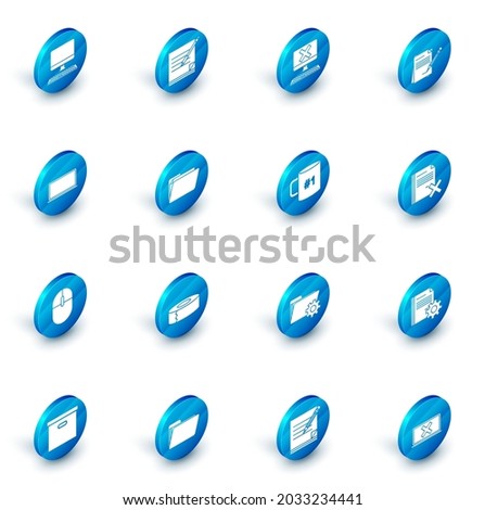 Set Blank notebook and pen, Computer with keyboard x mark, pencil eraser, Laptop, mouse, Document folder, Delete file document and Coffee cup flat icon. Vector