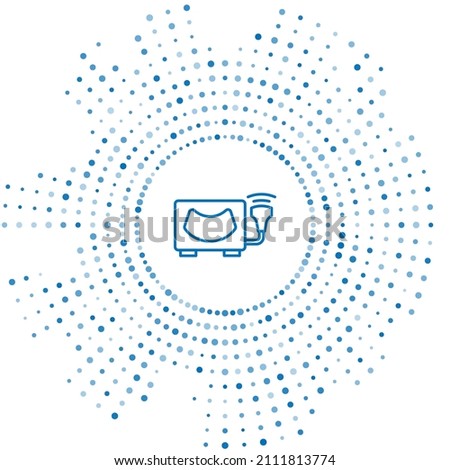 Blue line Ultrasound icon isolated on white background. Medical equipment. Abstract circle random dots. Vector